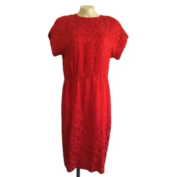 chinese dress ladies PORTER Liz Claiborne Red Western Silk Dress Size 4